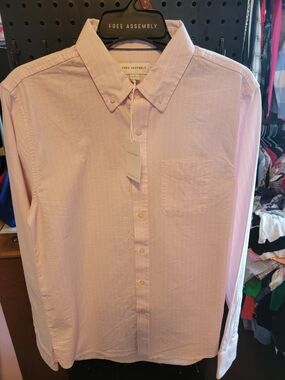 Free Assembly Men's Light Pink Button-Down Dress Shirt